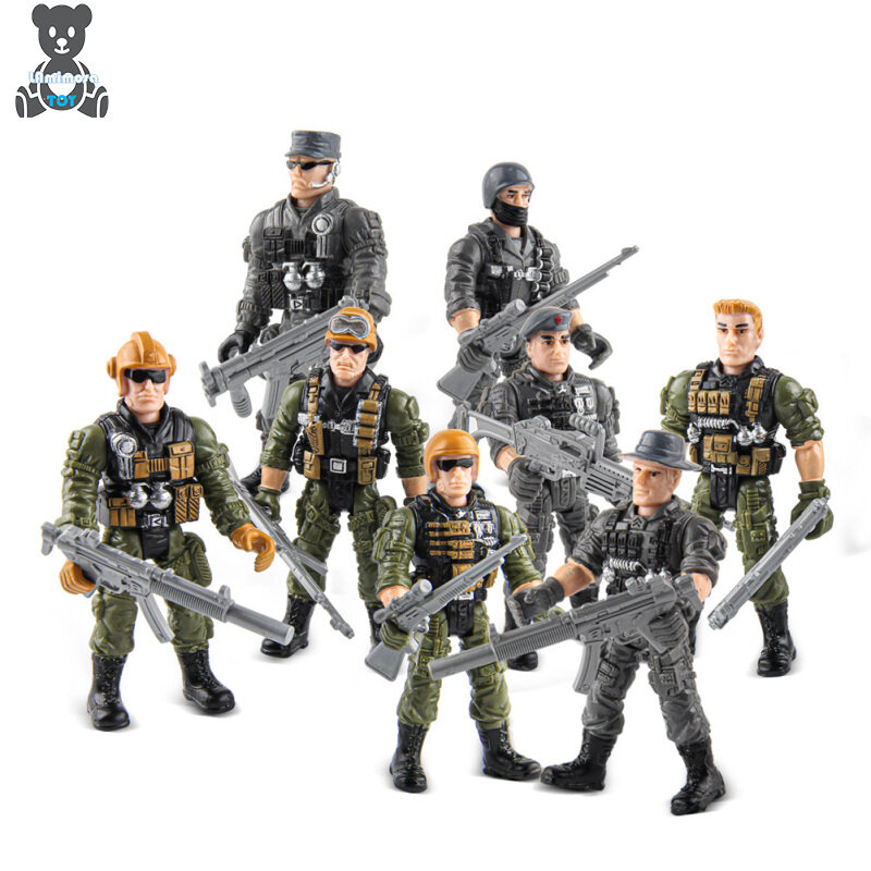 4Pcs Mô Phỏng Lính Biển búp bê nhân vật Quân Đội Mô hình người lính Đồ