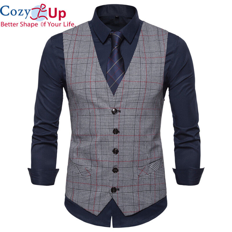 Áo gile 3 màu cho nam, vest kẻ ca rô dáng ôm, một khuy, phong cách công sở thường ngày, thời trang xuân thu