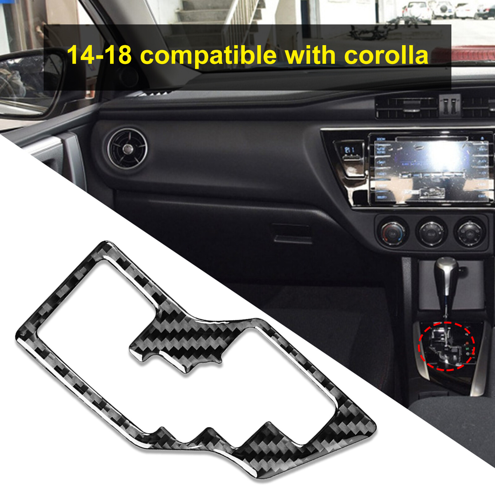 【In stock】 Panel Sticker Heat-resistant Easy Installation Trim Carbon Fiber Gear Shift Knob Panel Sticker for Toyota Corolla 2014-2018 Right Drive ราคา 94 บาท*ส่งฟรี