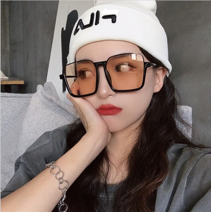 Kính râm nữ kính gọng lớn retro kính râm nữ phong cách instagram kính gọng trà đen kính râm hàn quốc