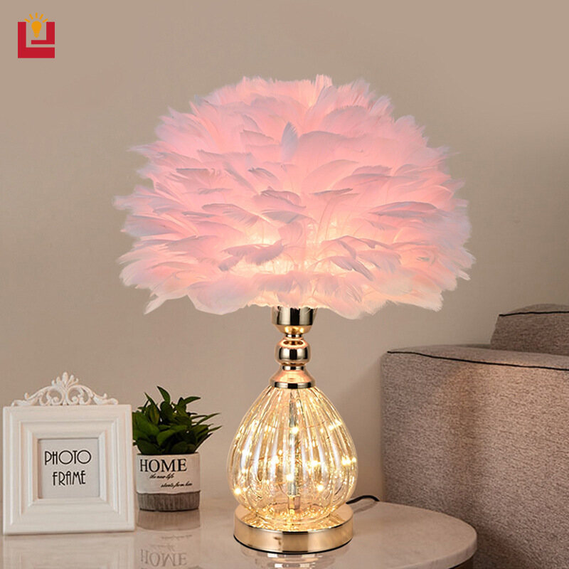 Yonuo đèn led ngủ để bàn kiểu dáng lông vũ trang trí phòng ngủ-intl