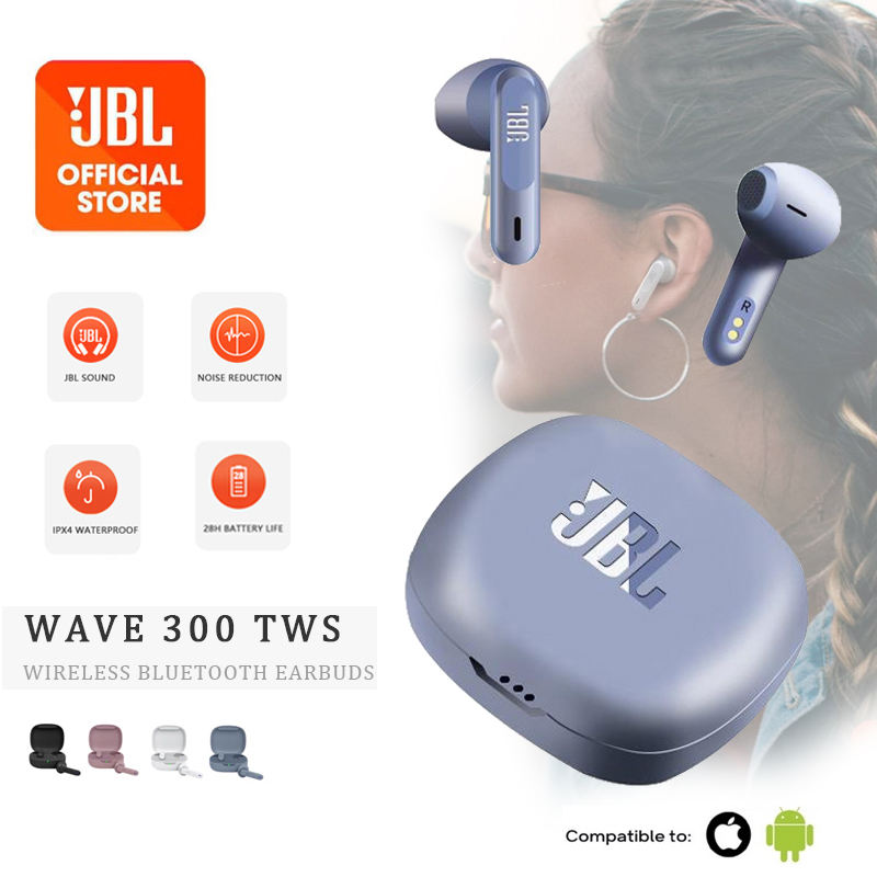 Sóng JBL 300 không dây chuẩn TWS Tai nghe tai nghe gắn tai Bluetooth với âm trầm sâu Micrô tích hợp