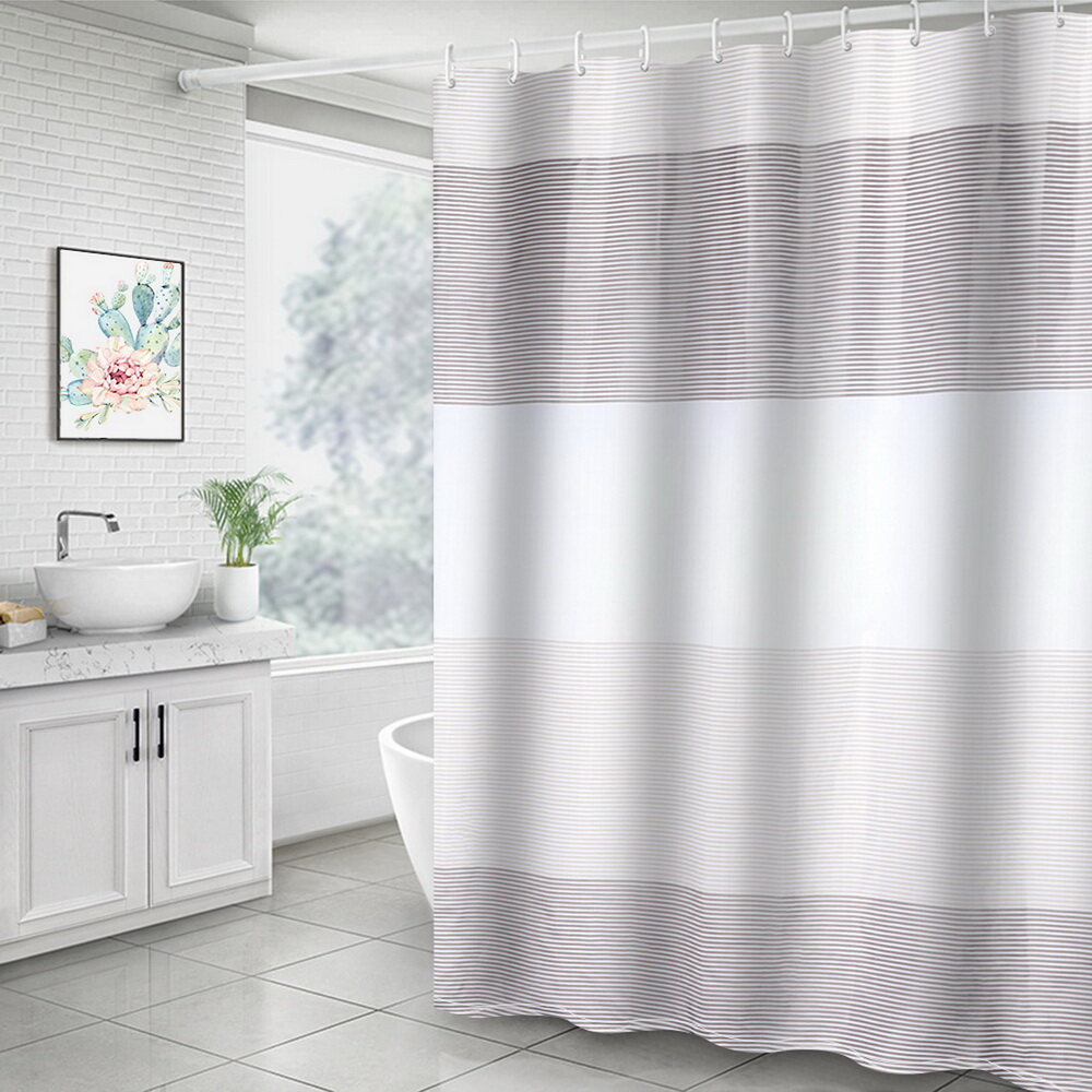 Rèm phòng tắm sọc rèm tắm vải polyester rèm đơn giản hiện đại chống thấm nước tắm với 12 móc 180cm * 180cm