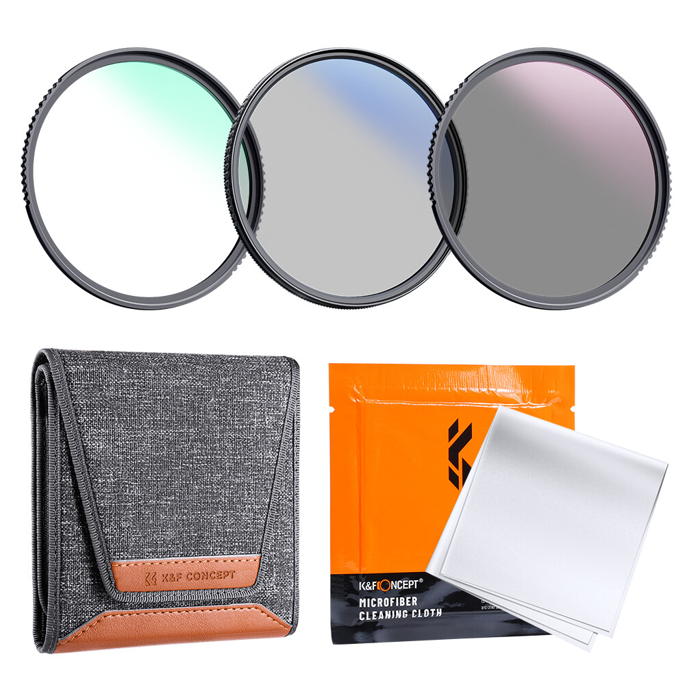 K&F Concept Filter Kit Netural Density ND4 MCUV for CPL filter Camera Lens Bundle With 1pcs Cleaning cloth and Filter Pouch 58mm 62mm 67mm