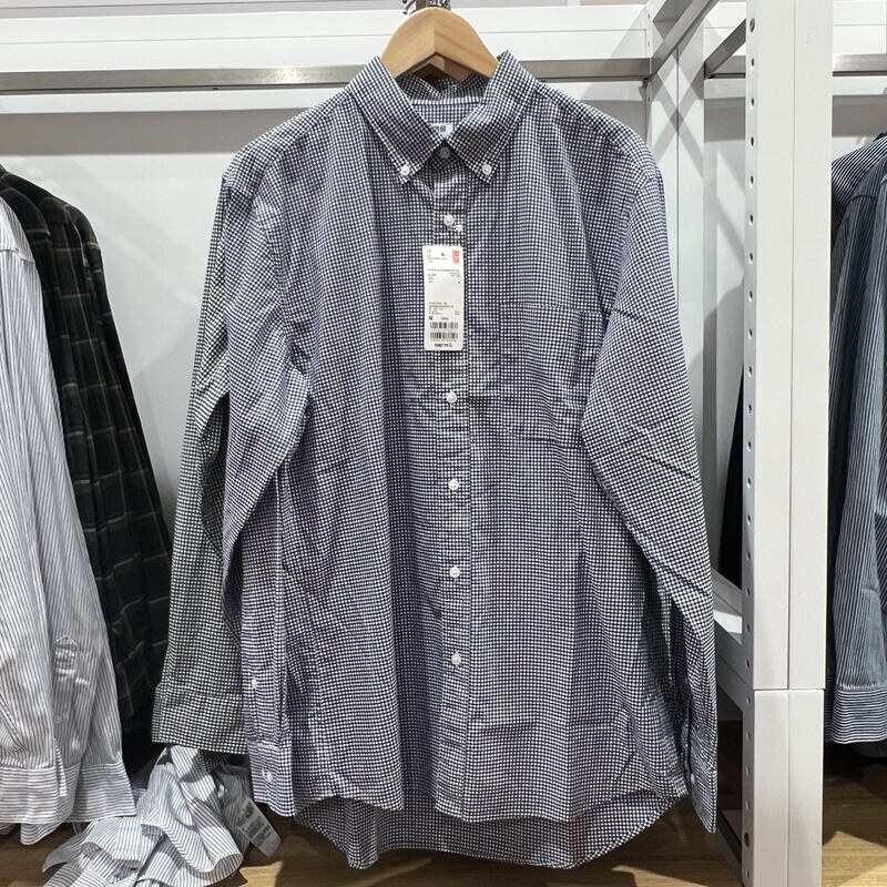 Uniqlo Uniqlo 462379 Quần áo nam và nữ Áo khoác áo sơ mi kẻ ô cotton dài tay chất lượng cao Áo Sơ Mi