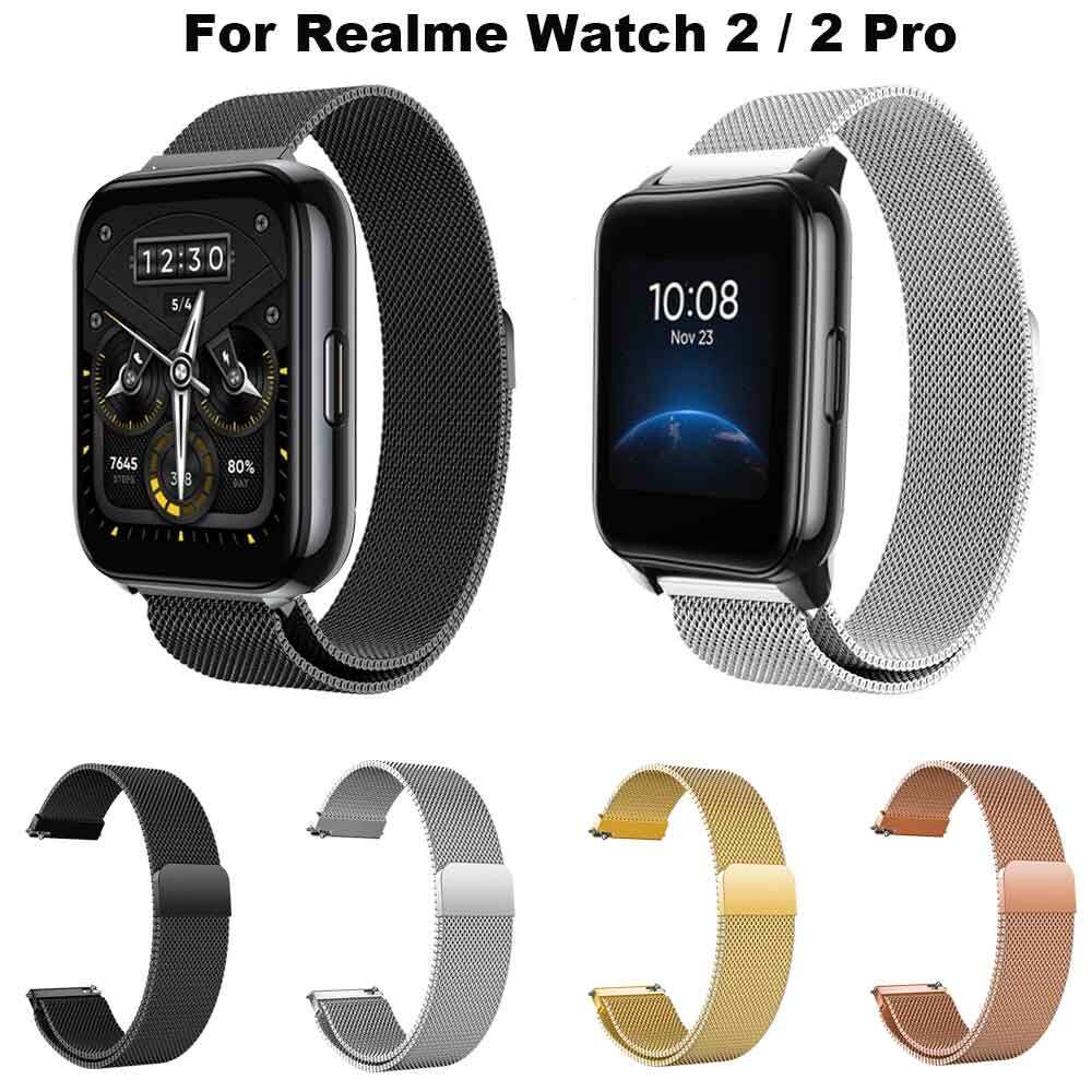 22mm Watchband For Realme Watch 2 / 2 Pro Smart Bracelet Stainless Steel Magnetic Loop Strap For Realme Watch S / Pro Wristband
