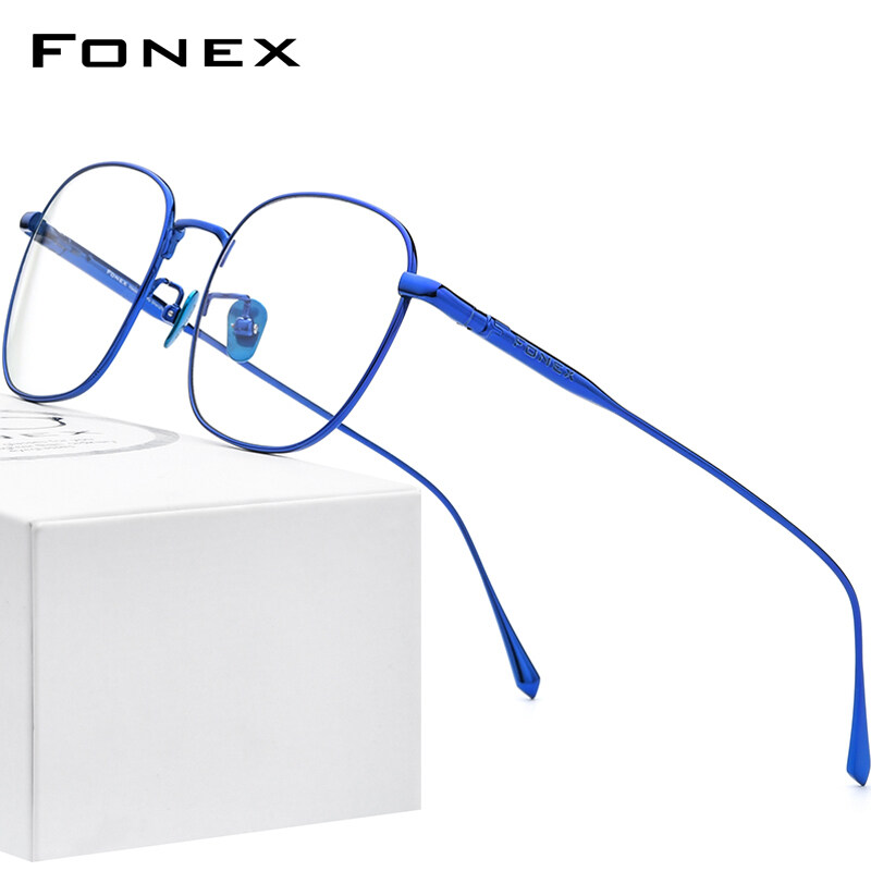 FONEX Pure Titanium Glasses for Men and Women Square Eyewear New Male Korean Style Aesthetic Rectangle Stylish Optical Eyeglasses Frames Singapore Branded 8560