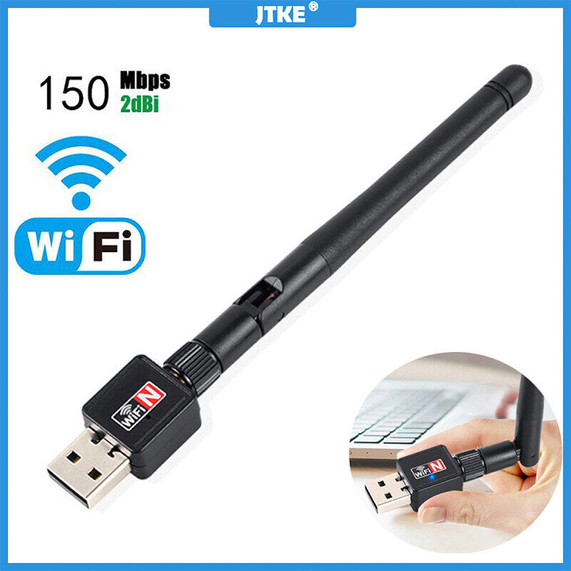 Thẻ Mạng Không Dây JTKE, Bộ Chuyển Đổi USB WiFi 150Mbps 802.11n/G/B Bộ Chuyển Đổi LAN Máy Tính Để Bàn Ăng-ten Wi-Fi Dongle 2.4G USB Ethernet Bộ Thu WiFi