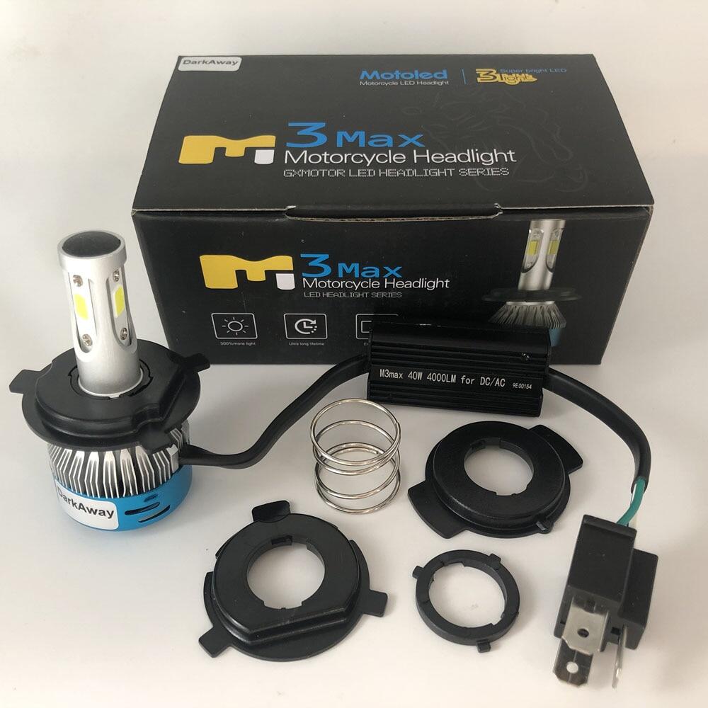 Fmwheels mall darkaway đèn pha xe máy led ac dc h4 bóng đèn led hs1 ph7 ph8 ba20d h6 h4 chùm sáng ip67 màu trắng 40w 4000lm
