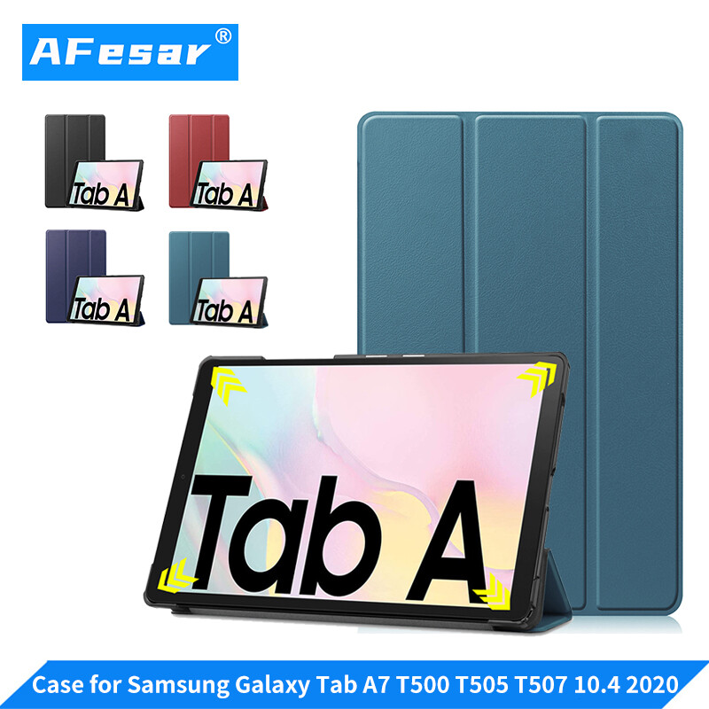Ốp Ngủ Tự Động Đánh Thức Thông Minh Gấp Ba Lần Cho Samsung Galaxy Tab A7 10.4-inch Cho SM-T500 Bao Da PU T505 T507