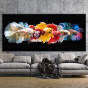 Colorful Betta Fish Canvas Art for Living Room Decor