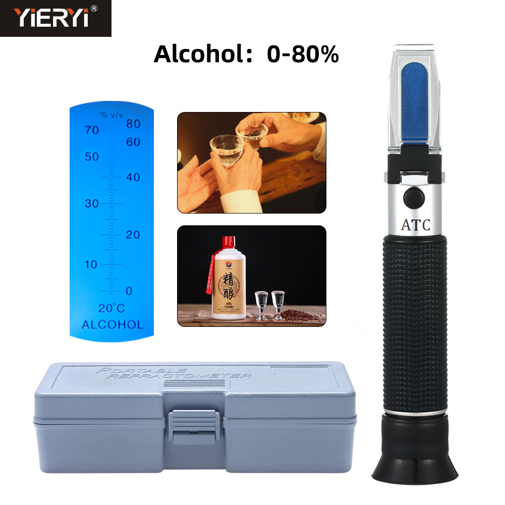 Máy đo nồng độ cồn yieryi hộp bán lẻ khúc xạ kế atc 0-80% v/v