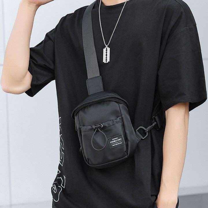 【END & Srart】túi Đeo Ngực Nhập Khẩu Ly Hợp Túi Crossbody Túi Vai Túi Túi Đeo Chéo Cho Nam Ví Thời Trang Thường Ngày Nhập Khẩu Hàn Quốc Cho Cặp Đôi Bé Trai Eo Túi, Túi Đưa Thư Vải Nylon Chống Thấm Nước Dày Màu Xanh Dương Màu Đen Túi Nhỏ