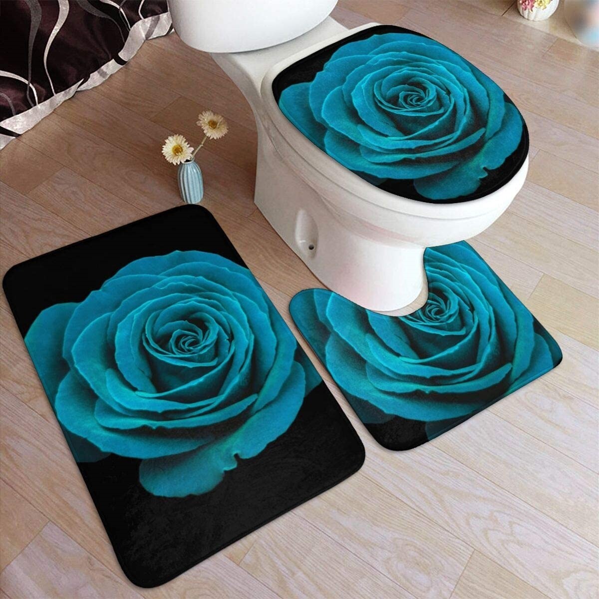 lidecai11 Teal Mat Set Home Gray Cover Water Droplet Turquoise Valentine Toilet Decor ราคา 555 บาท*ส่งฟรี