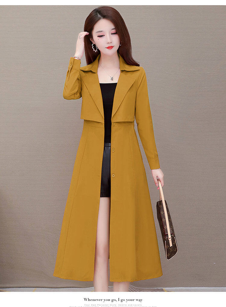 High-end windbreaker women's mid-length 2020 spring and autumn new Korean style over-the-knee plus size slimming British style mother coat