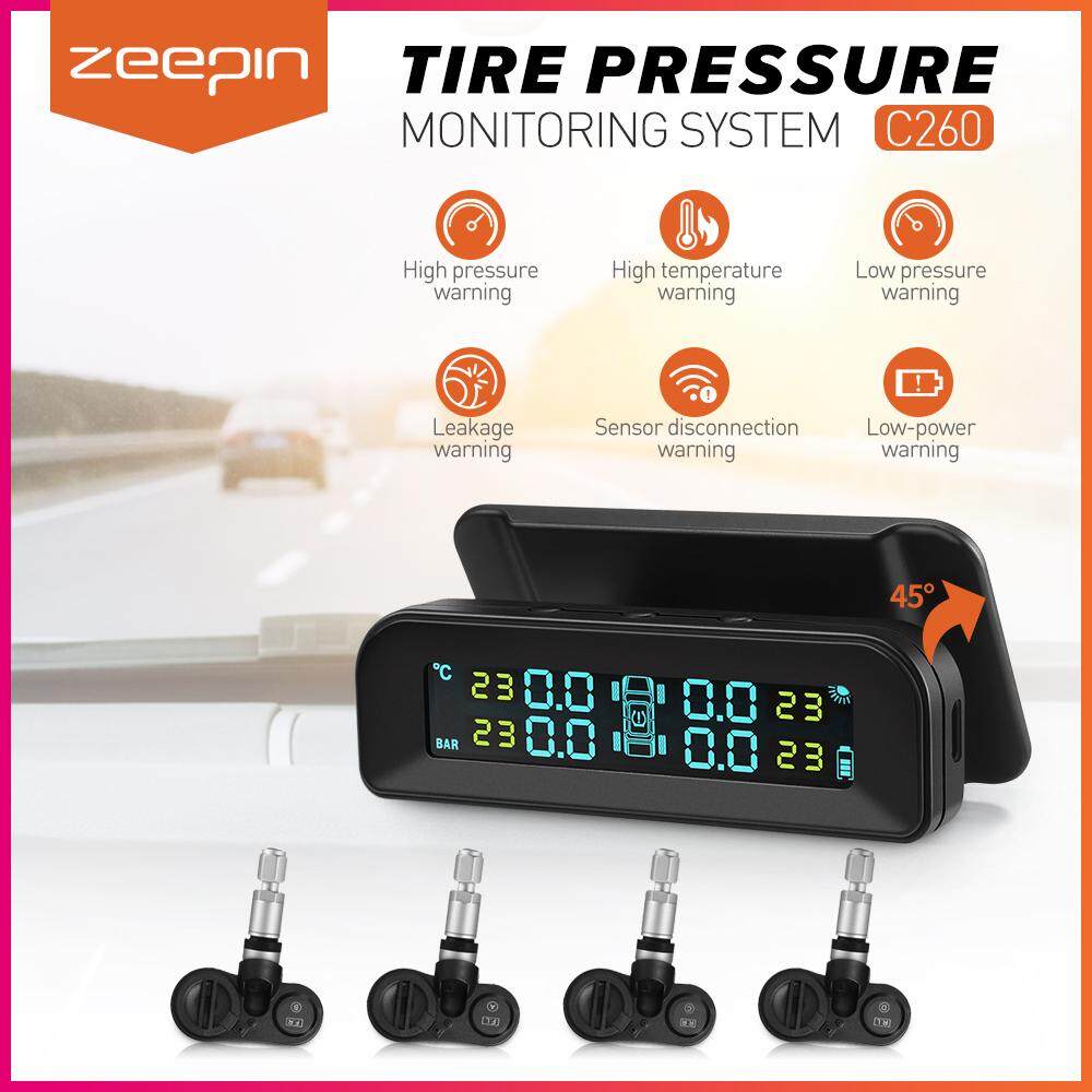 ZEEPIN C260 การตรวจสอบแรงดันยางรถยนต์ SystemSolar TPMSUniversal Real - time Tester หน้าจอ LCD 4 เซ็นเซอร์ภายใน