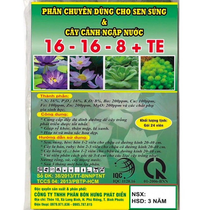 Phân bón cho hoa sen, súng, cây cảnh ngập nước