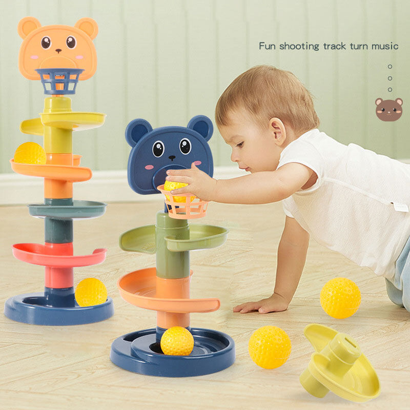 Basic & Life Skills Toys Children's Stacking Shooting Track Rolling Ball Slider Tower 1-3 Years Old Baby Fun Early Education Toys