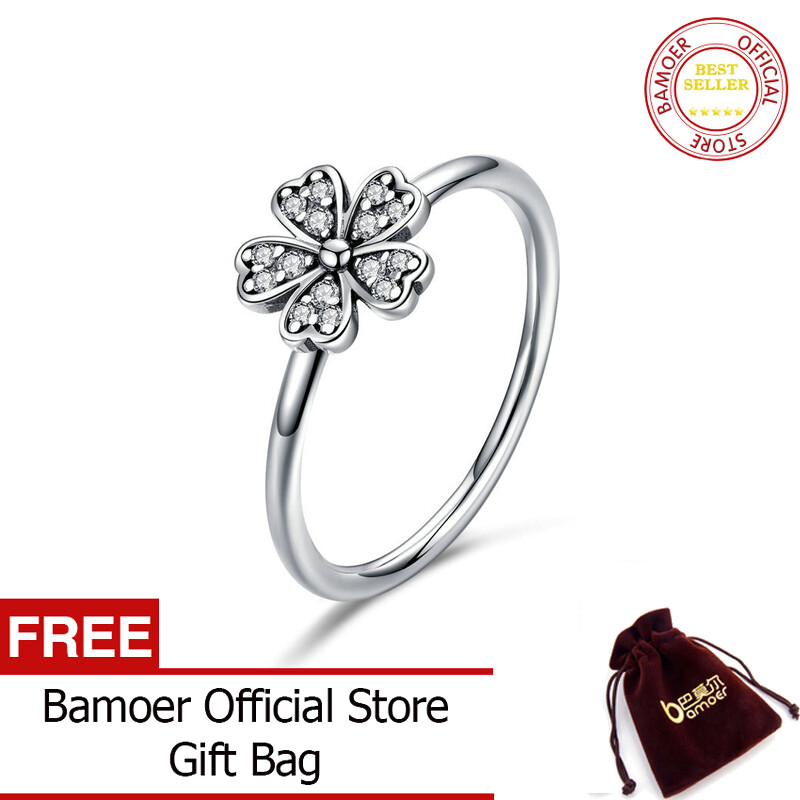 BAMOER Giảm Giá Hấp Dẫn Nhẫn Đeo Tay Hoa Cúc Đám Cưới Bằng Bạc Ý 100% 925 Cho Nữ Quà Tặng Trang Sức Bằng Bạc Ý S925 SCR398