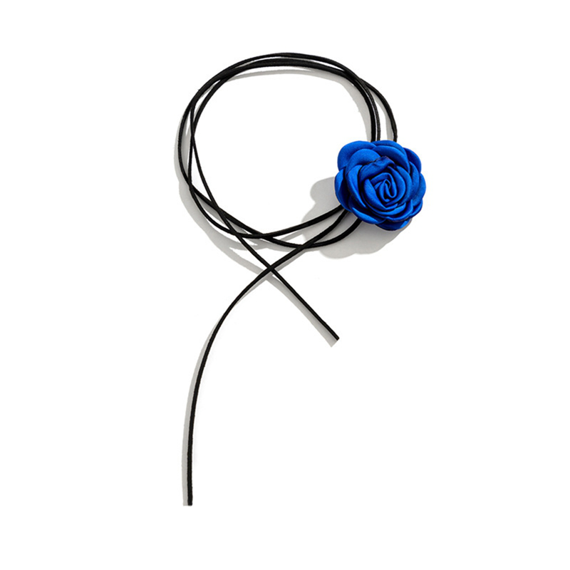 Vòng Cổ Choker Hoa Vòng cổ màu đen Nhung Vòng Cổ Choker Hoa Rose Choker hoa lớn Vòng Cổ Choker Vòng cổ hoa trà lớp lông nhung dài choker cho nữ phụ nữ cô dâu tiệc cưới mùa hè dây chuyền màu xanh