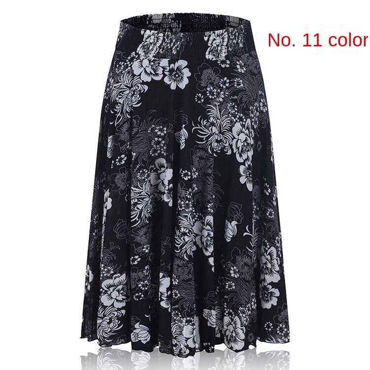 Middle-aged and elderly dancing dress women's summer skirt mid-length Mother's Ice Silk pleated skirt square dance skirt for the elderly