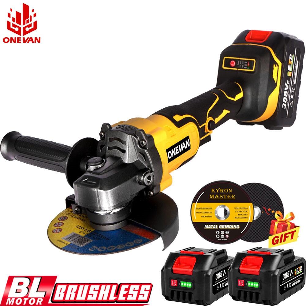 (quà tặng)máy mài 125 không dây 388vf động cơ điện không chổi than mm 18v máy xay góc máy xay góc dụng cụ điện chế biến gỗ máy cắt cho pin makita 18v