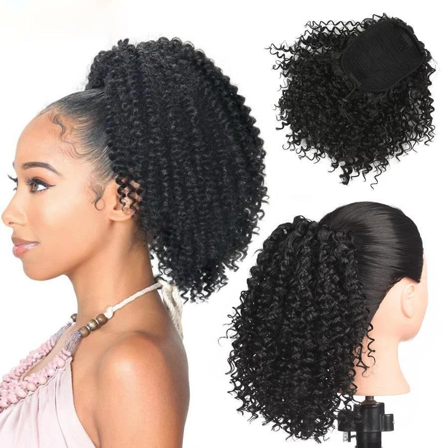 Tóc đuôi ngựa dây rút xoăn kiểu afro làm đẹp tóc giả tóc đuôi ngựa cho nữ