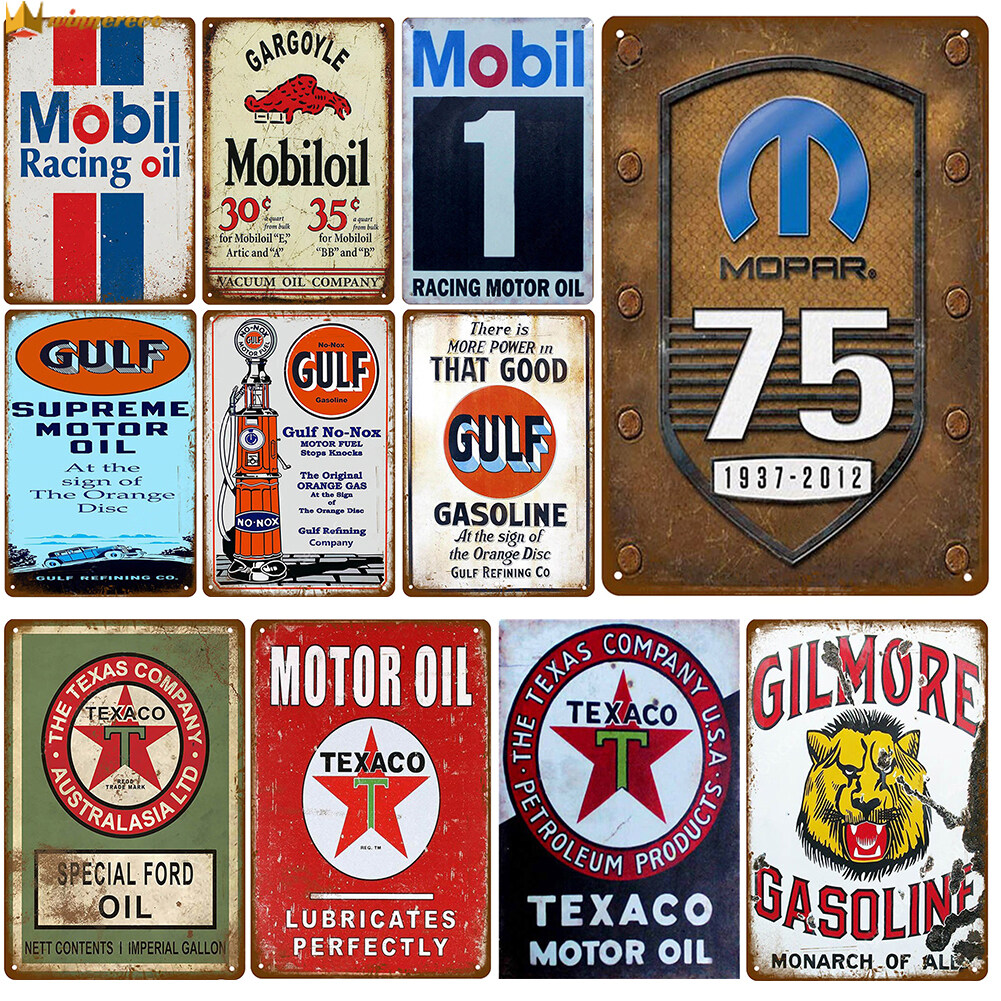 Motor Oil Vintage Metal Tin Sign Plaque Racing Team Gas Home Bar Garage