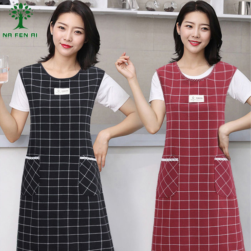 NA FEN AI New cotton linen vest home kitchen housework apron anti-fouling autumn fashion waist sling Korean version simple ราคา 66 บาท*ส่งฟรี