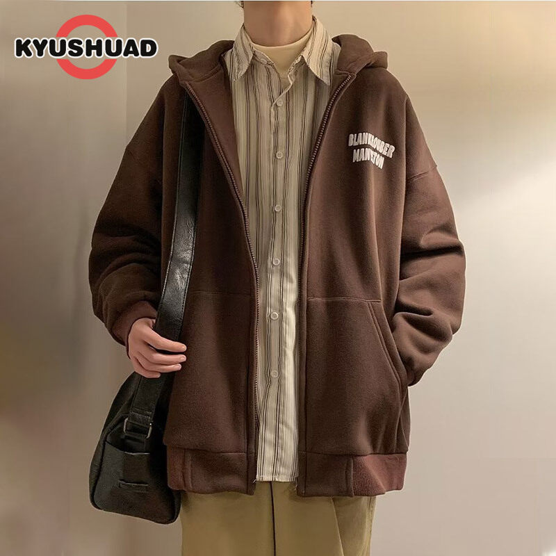 KYUSHUAD Áo cardigan Áo nỉ có mũ nam dài cổ điển áo khoác có tay