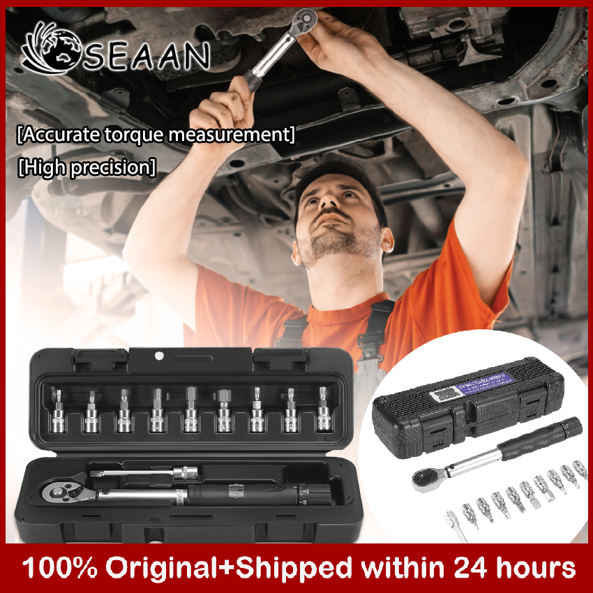SEAAN Cờ Lê Đo Lực Cho Xe Đạp Và Xe Máy, Công Cụ Sửa Chữa Mô-men Xoắn, Chìa Khóa Dynamo, Cờ Lê Mô-men Xoắn, Bộ Măng Sông 1/4 Inch Với Thanh Mở Rộng Và Hộp Lưu Trữ Bảo Vệ
