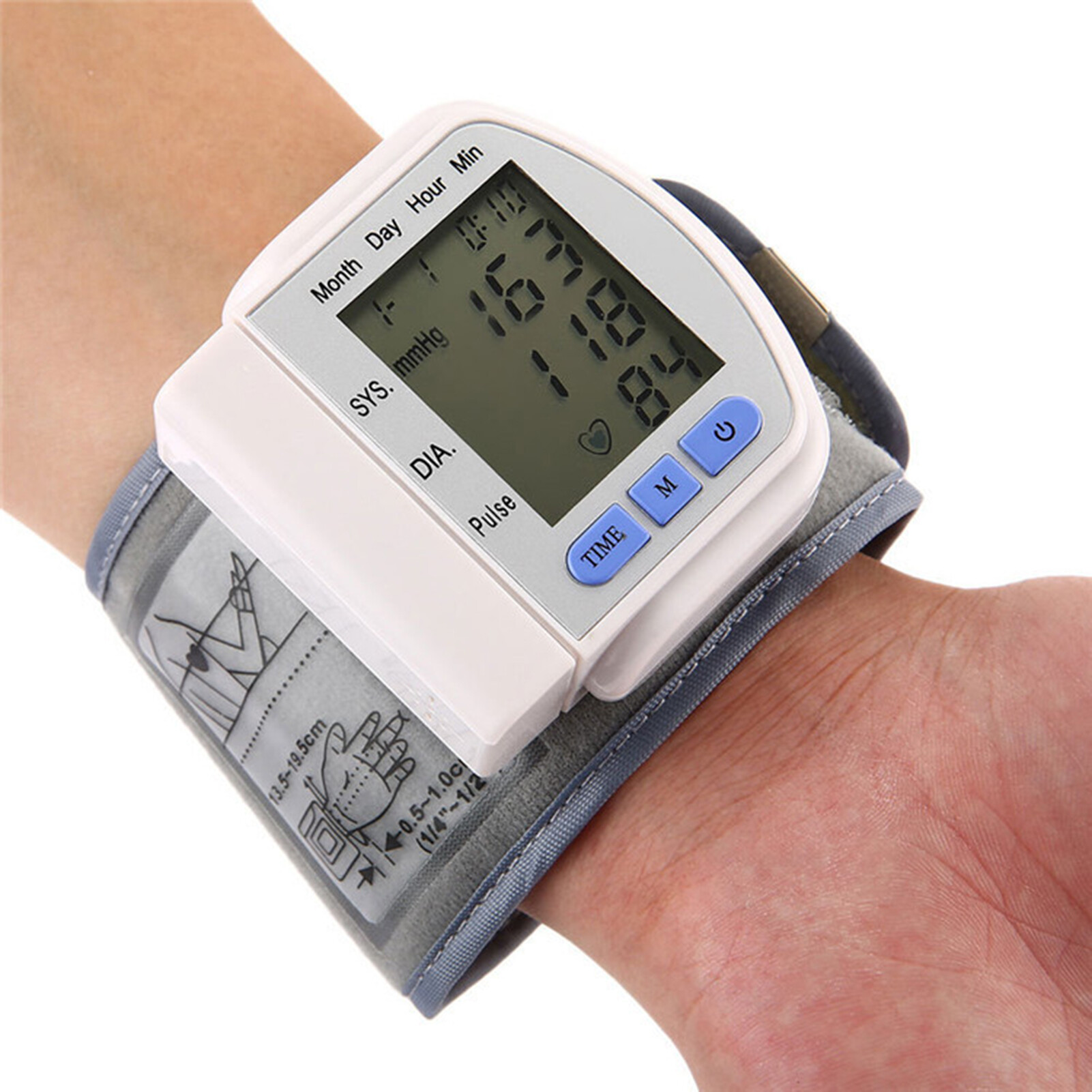 Xách tay máy đo huyết áp cổ tay nhịp tim cao Máy Đo Huyết Áp Kỹ thuật số để sử dụng nhà nhịp mạch giám sát