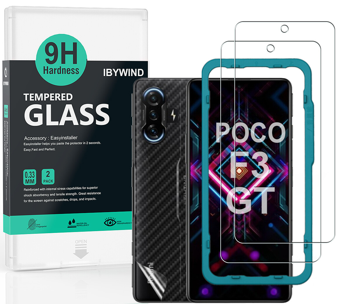 Tấm Bảo Vệ Kính Cường Lực Ibywind Redmi K40 Gaming Edition 5G [Gói 2 Chiếc] [Bảo Vệ Lưng Bằng Sợi Carbon]-Trong Suốt Với Miếng Bảo Vệ Ống Kính Caear