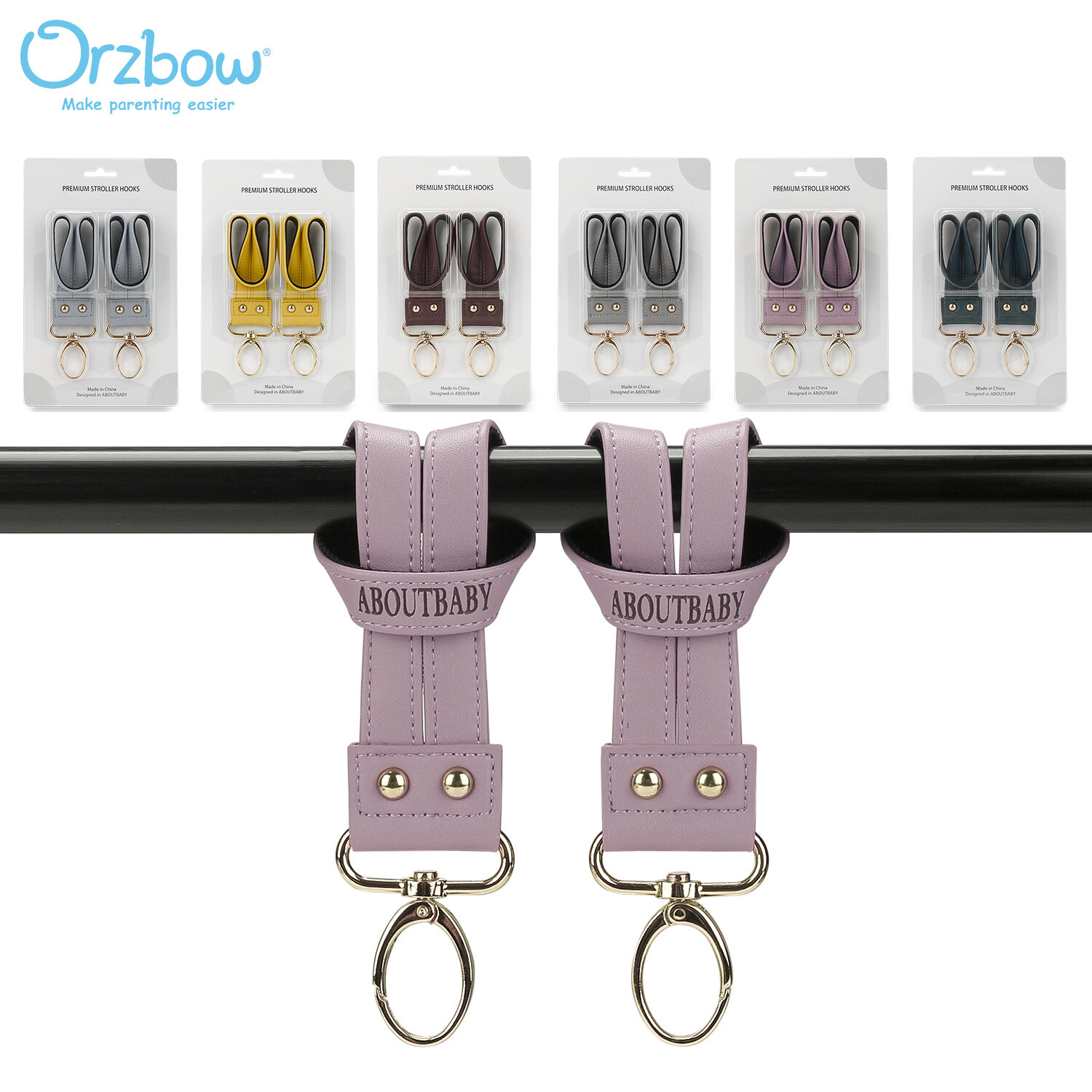 Orzbow 2 chiếc móc treo xe đẩy em bé móc treo túi mẹ móc kim loại xe đẩy em bé kẹp xoay 360 độ cho túi tã trẻ sơ sinh