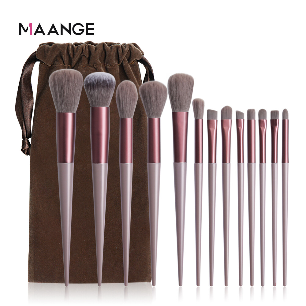 MAANGE Bộ Cọ Trang Điểm Chuyên Nghiệp 13 Chiếc Cọ Che Khuyết Điểm Môi Phấn Mắt Nền Má Hồng Kèm Túi Đựng Cọ