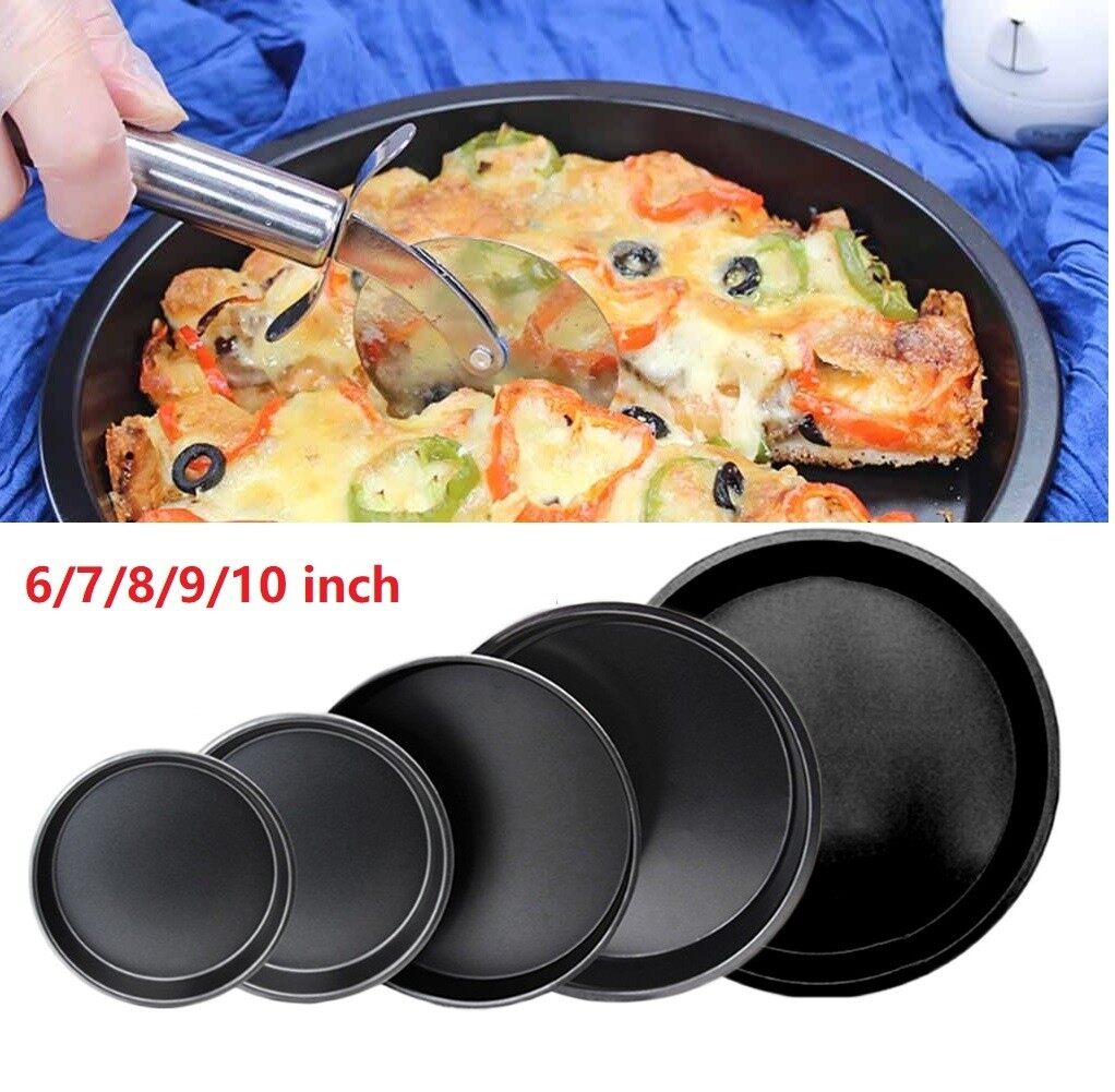 Khay bánh pizza hình tròn có chất liệu thép chống dính và kích thước 6/7/8/9/10 inch dùng trong nhà bếp - INTL