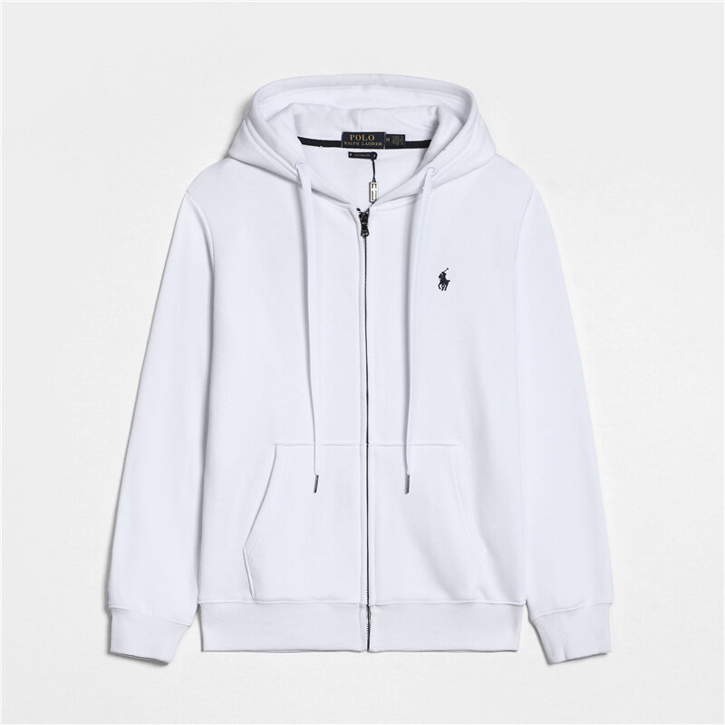 Áo Hoodie POLO  Màu Trơn Ngoại Cỡ Áo Nỉ Cotton Nguyên Chất Dài Tay Có Khóa Kéo Cho Nam/Nữ Trang Phục Thu/Đông 100% Chính Hãng