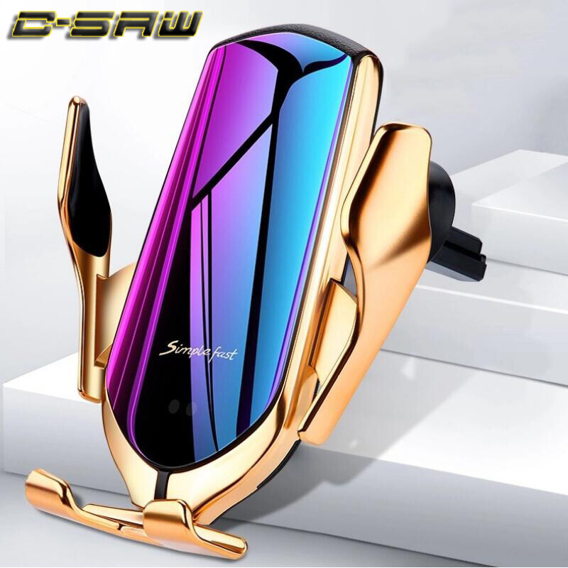 C-SAW R2 Tự Động Kẹp 10W Sạc Không Dây Cho Xe Hơi IPhone12Pro Max iPhone 12 11 Xs Huawei LG Sạc Không Dây Qi Cảm Ứng Hồng Ngoại Giá Đỡ Điện Thoại Cho Xe Hơi