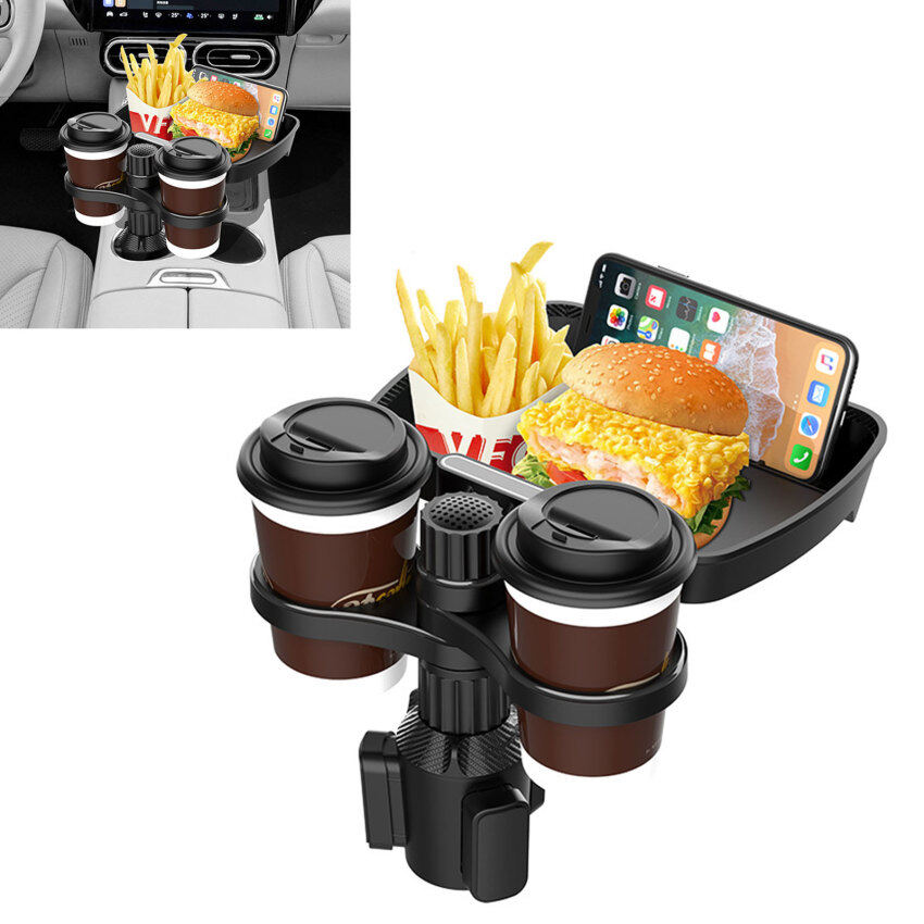 Car Cup Holder Tray With Swivel Base 360 Degree Adjustable Car Cup Holder Food Tray Organized Drink Holder For Car Accesssories