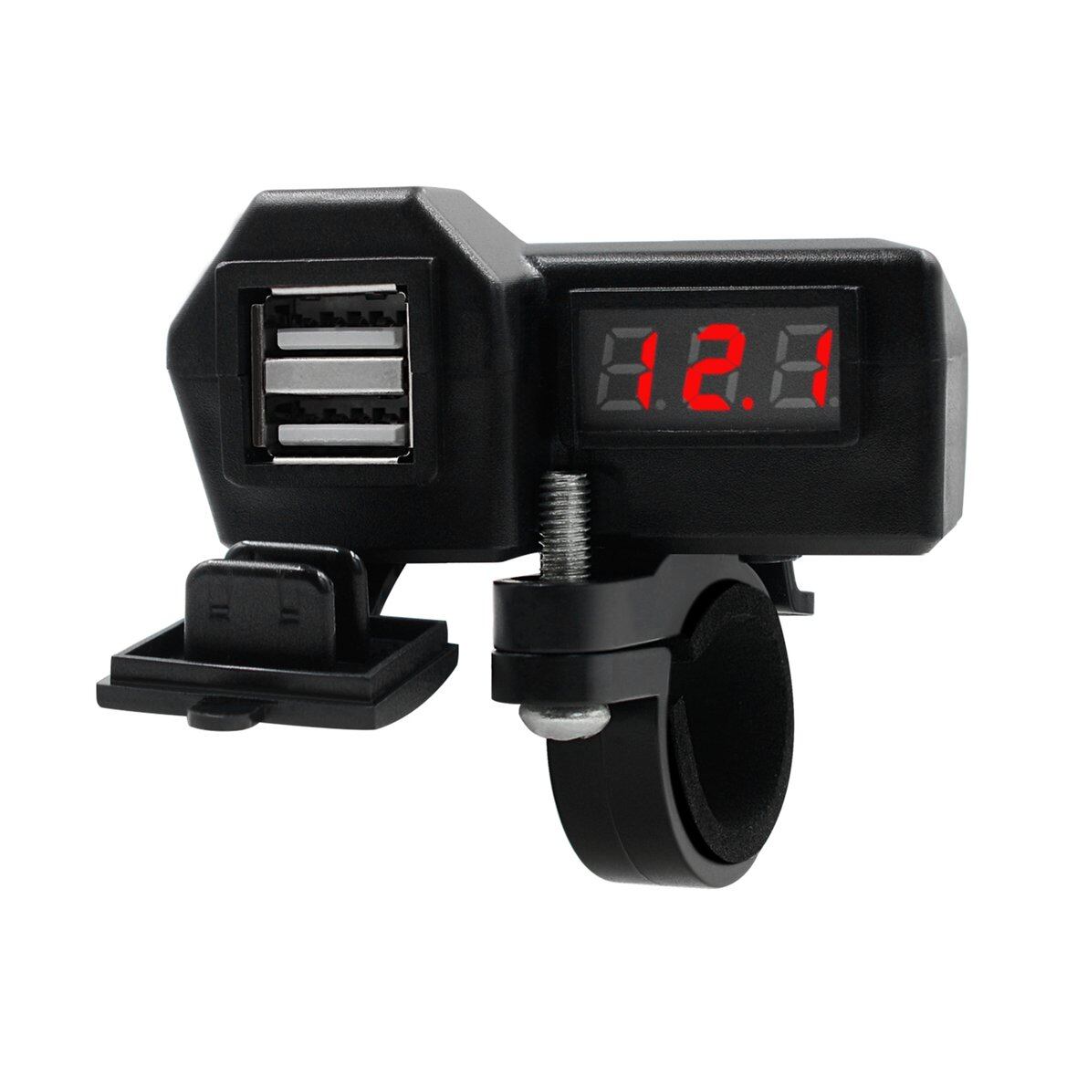 Hàng bán chạy bộ sạc xe máy 12v, phụ kiện xe máy, màn hình vôn kế bật lửa usb kép bộ chuyển đổi usb đôi dây chống nước