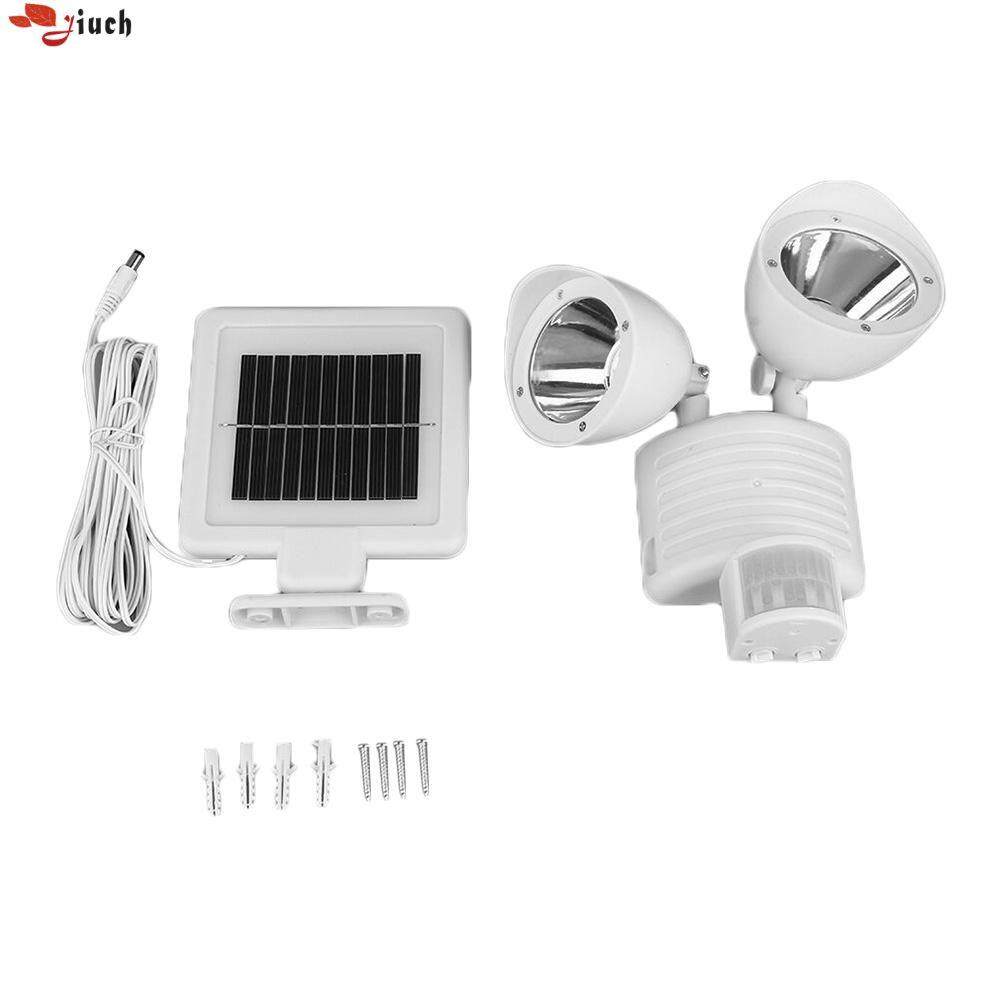 Jiuch [สต็อก] 22LED SOLAR Double HEAD ไลท์เหนี่ยวนำ 150 ลูเมนสว่างมากโคมไฟติดผนัง 360 ? สปอตไลท์หมุนได้ทางเดินในสวนไฟกลางคืน