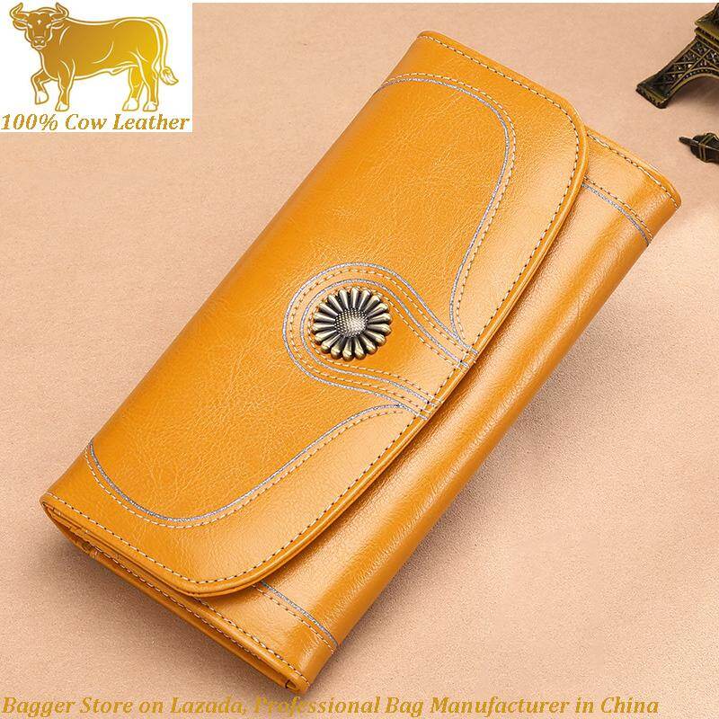 Royal Bagger Long Wallet Purse For Women Girls RFID Genuine Cow Leather Korea Fashion Clutch Bag Ladies Phone Pocket