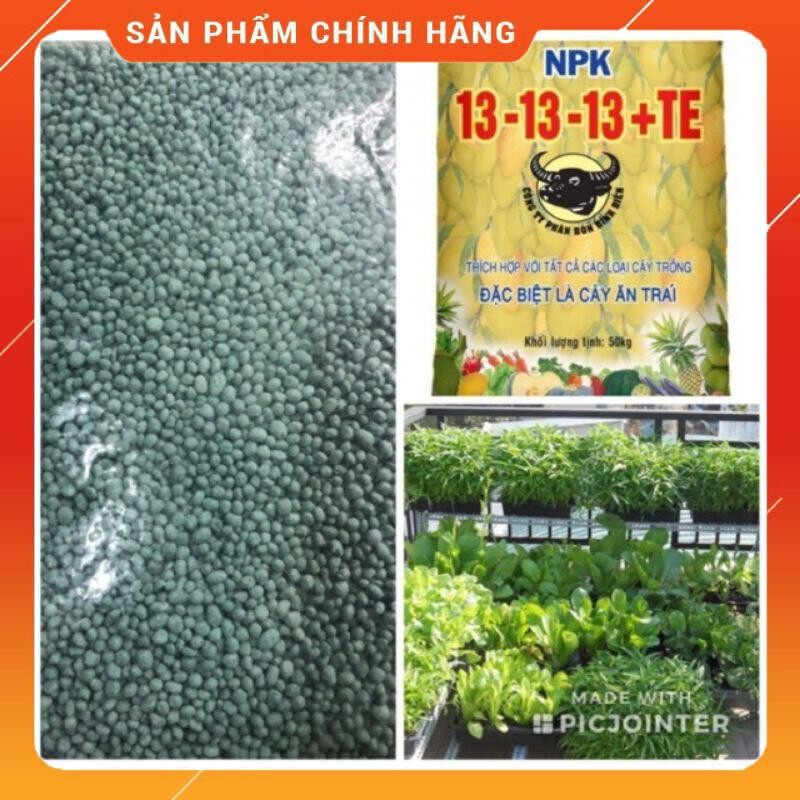 1 kg phân bón đầu trâu xanh- phân bón đầu trâu 13-13-13+te