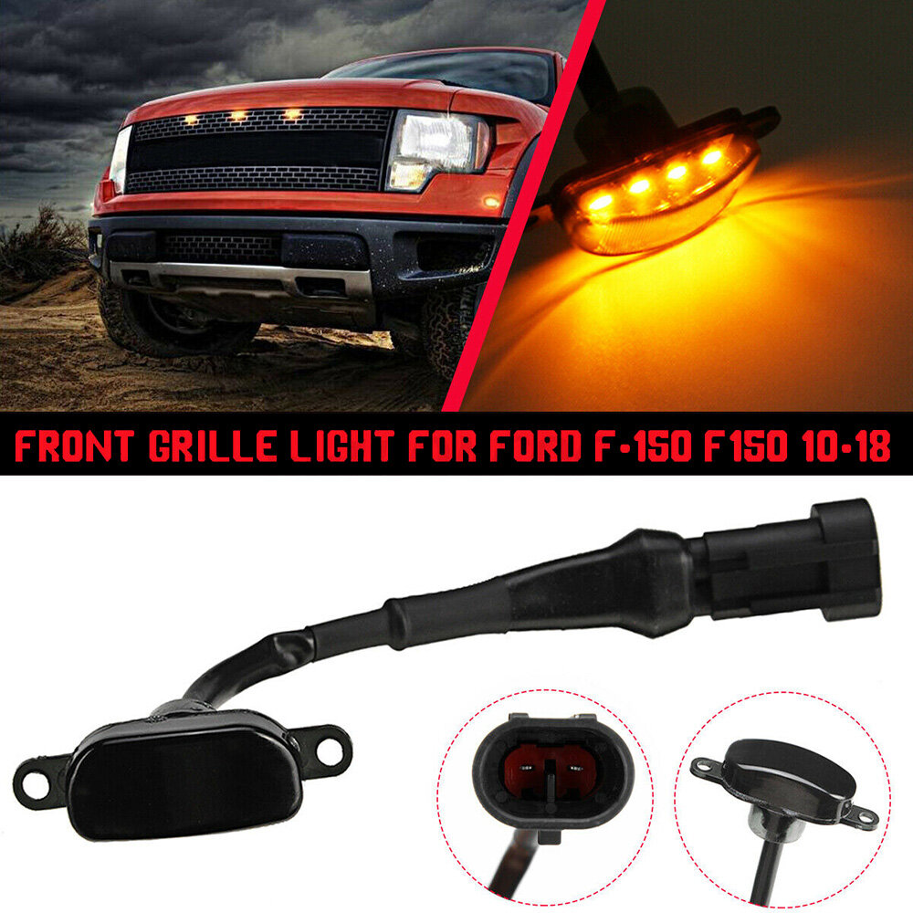 Đèn LED Lưới Tản Nhiệt Phía Trước Cho Xe Hơi Đèn Kiểu Raptor Màu Hổ Phách Cho Ford F-150/F150