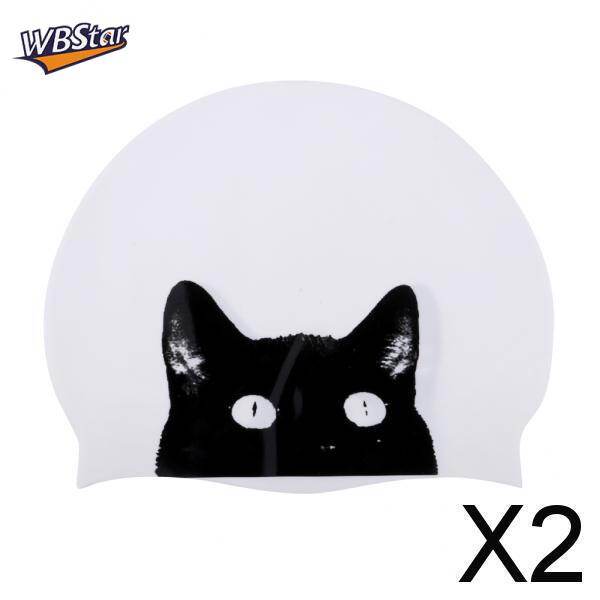Wbstar 2xunisex bền mũ bơi bằng silicon bơi chống nước mũ đi bơi cathead
