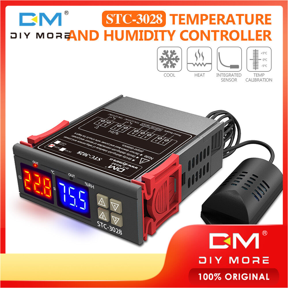  diymore STC-3028 Bộ Điều Khiển Nhiệt Độ Và Độ Ẩm Kỹ Thuật Số Kép  Điều Nhiệt Kỹ Thuật Số Bộ Điều Khiển Độ Ẩm Nhiệt Độ Hút Ẩm   Bộ Điều Chỉnh Nhiệt DC 12v 24V AC 110-220V 