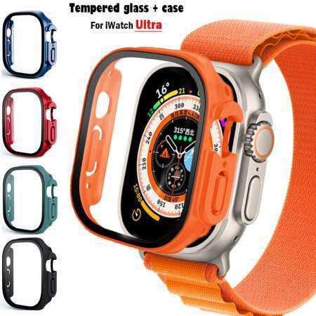 Apple Watch Glass Case with Bumper and Screen Protector Cover