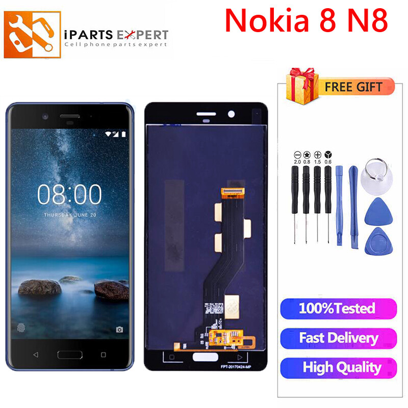 Ipartsexpert màn hình lcd nguyên bản cho nokia 8 n8 màn hình lcd với cụm bộ số hóa màn hình cảm ứng cho nokia8 ta-1004 ta-1012 ta-1052