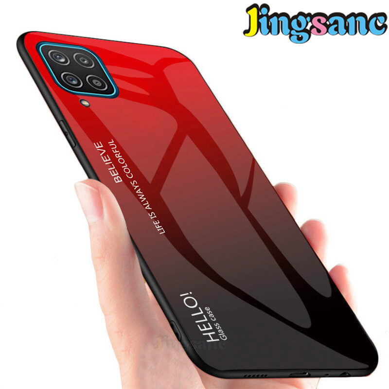 Jingsanc, Ốp Điện Thoại Cho Samsung Galaxy A12/M12/A42 5G/A22 4G/A22 LTE/A22 5G Ốp Viền TPU Mềm Nhiều Màu Kính Cường Lực 9H Vỏ Bảo Vệ