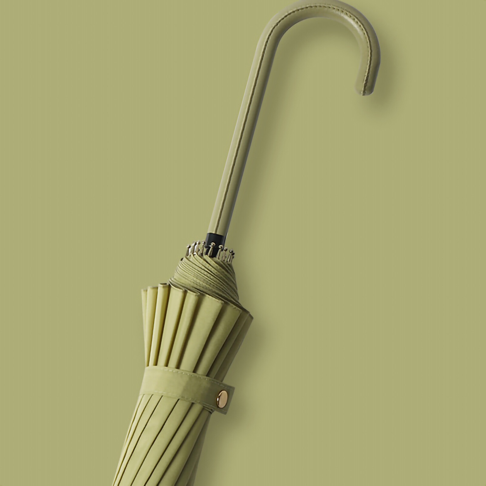 16 Bone Long Handled Umbrella Leather Handle Rain and Shine Dual Use Umbrella Sunscreen Umbrella